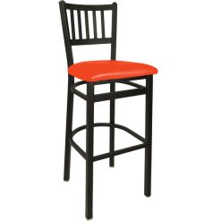 Brand new ???? BFM Seating 2090BRDV-SB Troy Sand Black Steel Bar Height Chair With 2" Red Vinyl Seat ????