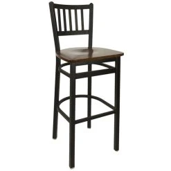 Cheap 💯 BFM Seating 2090BWAW-SB Troy Sand Black Metal Bar Height Chair With Walnut Seat ✔️