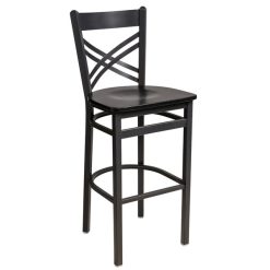 Top 10 ???? BFM Seating 2130BBLW-SB Akrin Sand Black Steel Bar Height Chair With Cross Steel Back And Black Wooden Seat ????