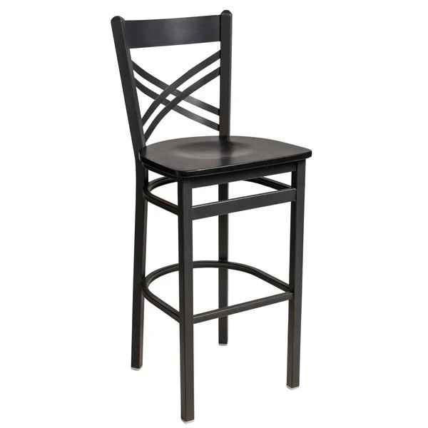 Top 10 ๐คฉ BFM Seating 2130BBLW-SB Akrin Sand Black Steel Bar Height Chair With Cross Steel Back And Black Wooden Seat ๐