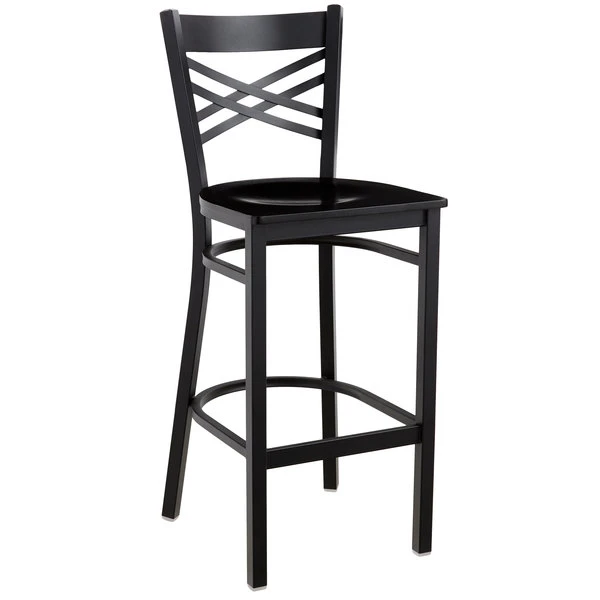 Cheap ๐ฏ Lancaster Table & Seating Cross Back Bar Height Black Chair With Black Wood Seat ๐ - Image 2