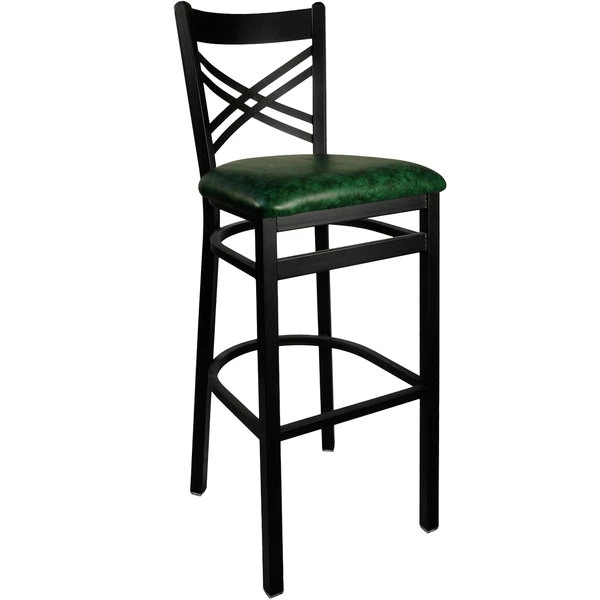 Best reviews of 🤩 BFM Seating 2130BGNV-SB Akrin Metal Barstool With 2" Green Vinyl Seat 🎉