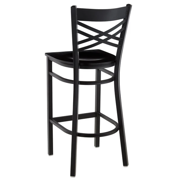 Cheap ๐ฏ Lancaster Table & Seating Cross Back Bar Height Black Chair With Black Wood Seat ๐ - Image 3