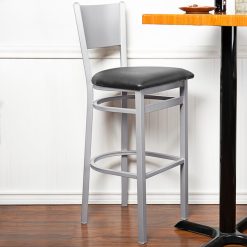 Buy ???? BFM Seating 2140BBLV-SM Axel Silver Mist Steel Bar Height Chair With Black Padded Vinyl Seat ????