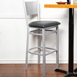 Buy ๐ BFM Seating 2140BBLV-SM Axel Silver Mist Steel Bar Height Chair With Black Padded Vinyl Seat ๐