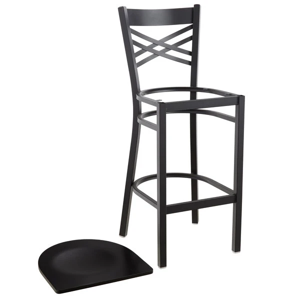 Cheap ๐ฏ Lancaster Table & Seating Cross Back Bar Height Black Chair With Black Wood Seat ๐ - Image 4