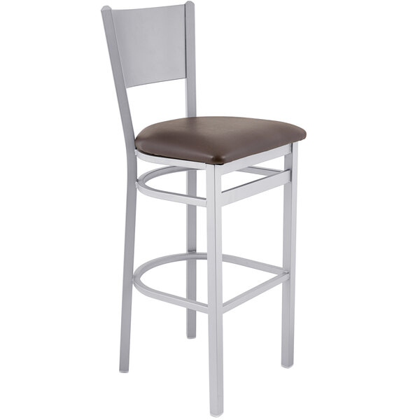 New ???? BFM Seating 2140BDBV-SM Axel Silver Mist Steel Bar Height Chair With Dark Brown Padded Vinyl Seat ???? 4 New ???? BFM Seating 2140BDBV-SM Axel Silver Mist Steel Bar Height Chair With Dark Brown Padded Vinyl Seat ???? - Image 2