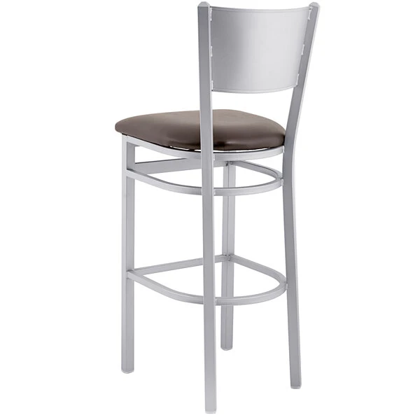 New ๐ BFM Seating 2140BDBV-SM Axel Silver Mist Steel Bar Height Chair With Dark Brown Padded Vinyl Seat ๐ - Image 3