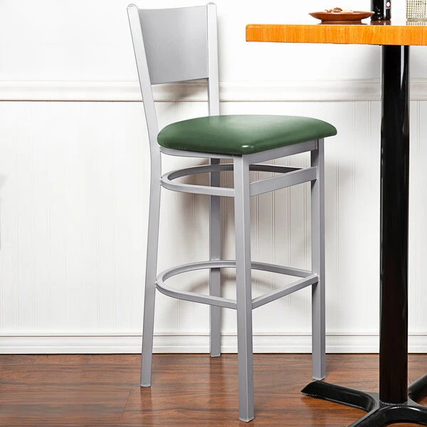 Best Pirce ๐ BFM Seating 2140BGNV-SM Axel Silver Mist Steel Bar Height Chair With Green Padded Vinyl Seat ๐งจ