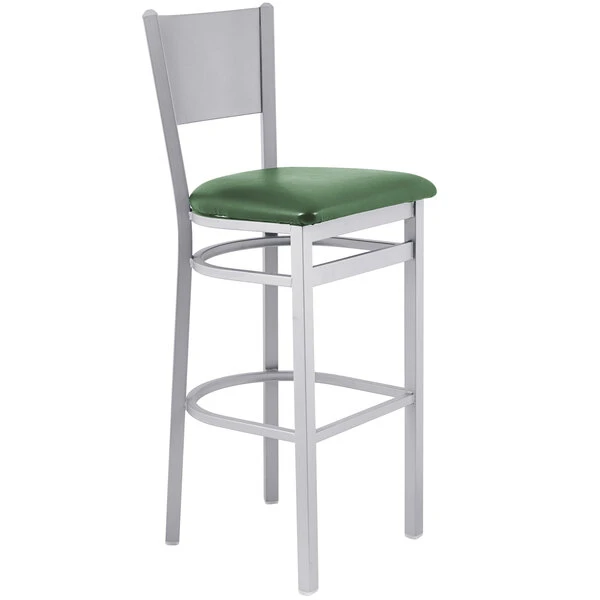 Best Pirce ๐ BFM Seating 2140BGNV-SM Axel Silver Mist Steel Bar Height Chair With Green Padded Vinyl Seat ๐งจ - Image 2