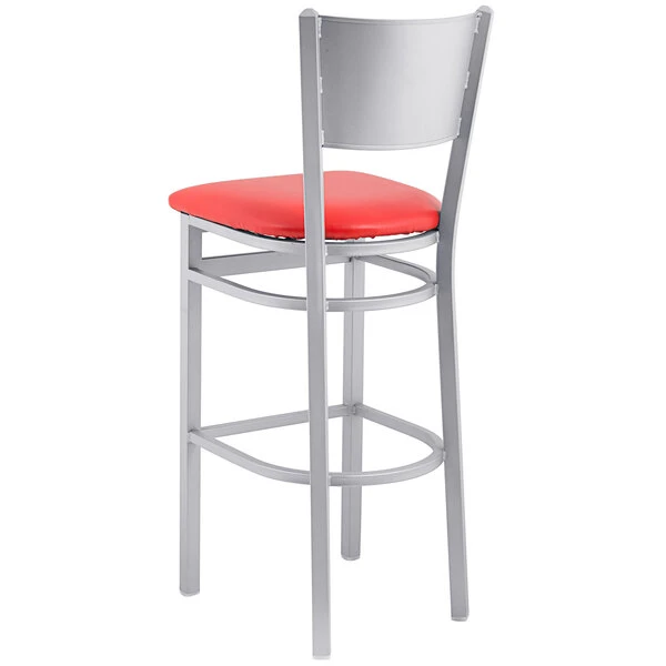 Brand new ❤️ BFM Seating 2140BRDV-SM Axel Silver Mist Steel Bar Height Chair With Red Padded Vinyl Seat ✔️ - Image 3