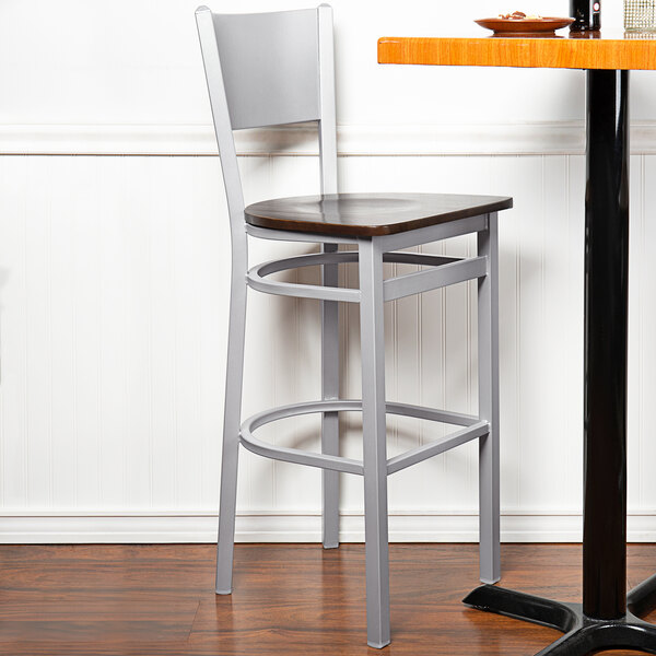 Wholesale ???? BFM Seating 2140BWAW-SM Axel Silver Mist Steel Bar Height Chair With Walnut Wood Seat ???? 3 Wholesale ???? BFM Seating 2140BWAW-SM Axel Silver Mist Steel Bar Height Chair With Walnut Wood Seat ????