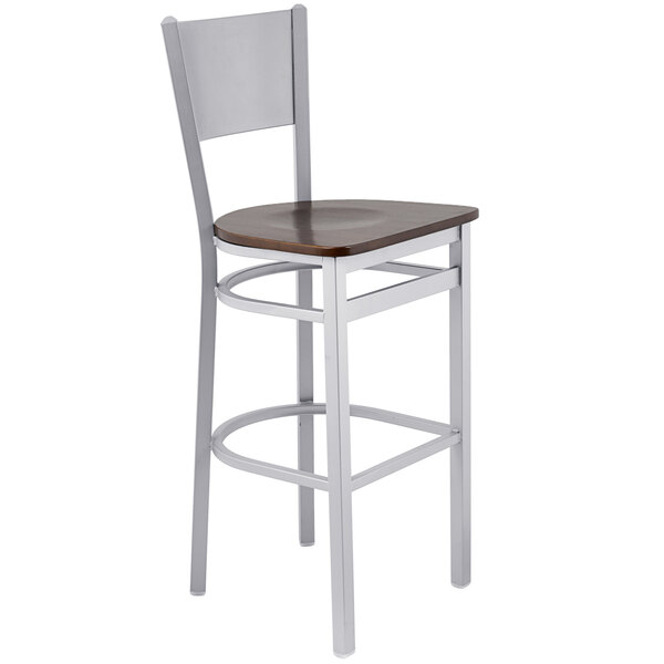 Wholesale ???? BFM Seating 2140BWAW-SM Axel Silver Mist Steel Bar Height Chair With Walnut Wood Seat ???? 4 Wholesale ???? BFM Seating 2140BWAW-SM Axel Silver Mist Steel Bar Height Chair With Walnut Wood Seat ???? - Image 2