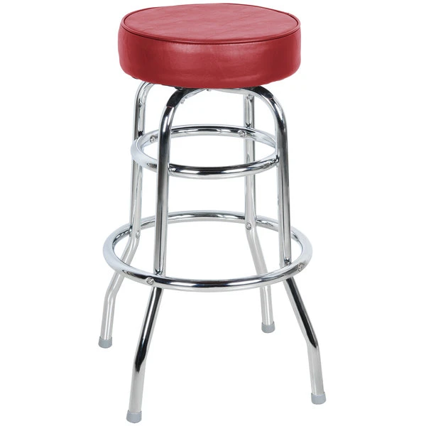 Cheapest ๐ Lancaster Table & Seating Crimson Double Ring Barstool With 3 1/2" Thick Seat ๐ - Image 2