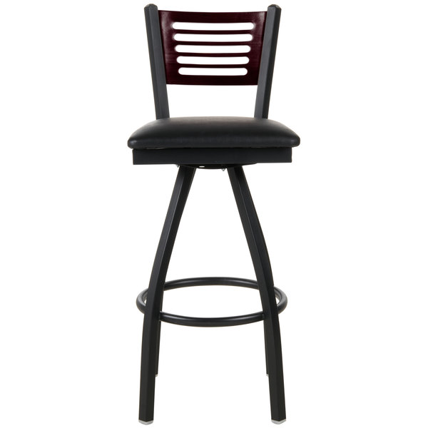 BFM Seating 2151SBLV-MHSB Espy Sand Black Metal Bar Height Chair with Mahogany Wooden Back and 2" Black Vinyl Swivel Seat Best deal ???? BFM Seating 2151SBLV-MHSB Espy Sand Black Metal Bar Height Chair With Mahogany Wooden Back And 2" Black Vinyl Swivel Seat ???? -Lancaster Shop unnamed file 1627
