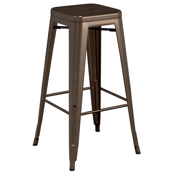 Hot Sale 🥰 LT&S Alloy Series Lancaster Table & Seating Alloy Series Copper Stackable Metal Indoor / Outdoor Industrial Barstool With Drain Hole Seat 🌟 - Image 2