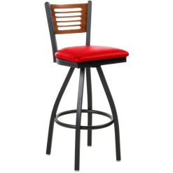 Coupon ???? BFM Seating 2151SRDV-CHSB Espy Sand Black Metal Bar Height Chair With Cherry Wooden Back And 2" Red Vinyl Swivel Seat ????