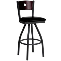 Best deal ???? BFM Seating 2152SBLV-MHSB Darby Sand Black Metal Bar Height Chair With Mahogany Wooden Back And 2" Black Vinyl Swivel Seat ❤️