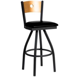 Discount ???? BFM Seating 2152SBLV-NTSB Darby Sand Black Metal Bar Height Chair With Natural Wooden Back And 2" Black Vinyl Swivel Seat ????