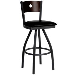 Coupon ???? BFM Seating 2152SBLV-WASB Darby Sand Black Metal Bar Height Chair With Walnut Wooden Back And 2" Black Vinyl Swivel Seat ✔️
