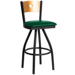 Cheapest ???? BFM Seating 2152SGNV-NTSB Darby Sand Black Metal Bar Height Chair With Natural Wooden Back And 2" Green Vinyl Swivel Seat ????