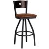 Best Pirce ✨ BFM Seating 2152SLBV-WASB Darby Sand Black Metal Bar Height Chair With Walnut Wooden Back And 2" Light Brown Vinyl Swivel Seat ????