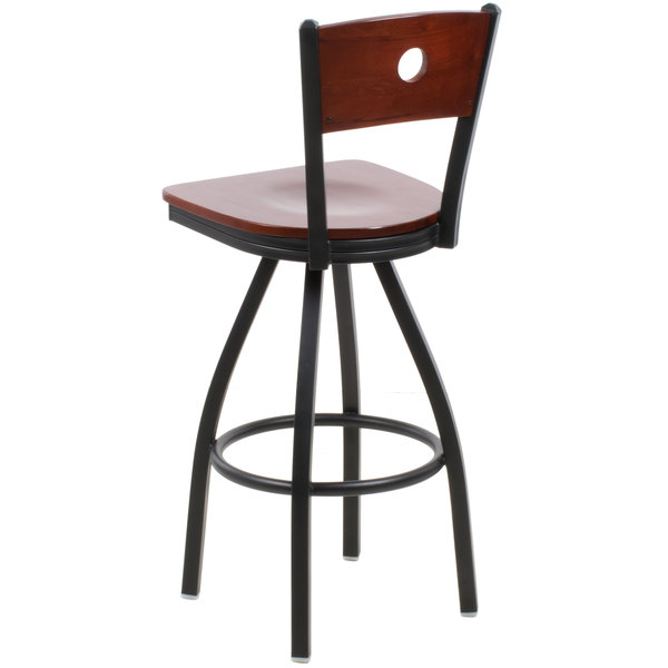 Deals ❤️ BFM Seating 2152SMHW-MHSB Darby Sand Black Metal Bar Height Chair With Mahogany Wooden Back And Swivel Seat ???? 4 Deals ❤️ BFM Seating 2152SMHW-MHSB Darby Sand Black Metal Bar Height Chair With Mahogany Wooden Back And Swivel Seat ???? - Image 2