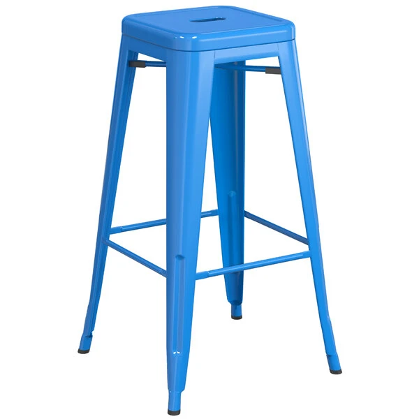 Top 10 🔔 LT&S Alloy Series Lancaster Table & Seating Alloy Series Blue Stackable Metal Indoor / Outdoor Industrial Barstool With Drain Hole Seat 🛒 - Image 2