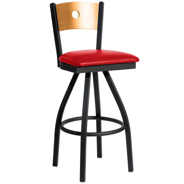 BFM Seating 2152SRDV-NTSB Darby Sand Black Metal Bar Height Chair with Natural Wooden Back and 2" Red Vinyl Swivel Seat Best Sale ???? BFM Seating 2152SRDV-NTSB Darby Sand Black Metal Bar Height Chair With Natural Wooden Back And 2" Red Vinyl Swivel Seat ✔️ -Lancaster Shop unnamed file 1721