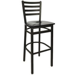 New ???? BFM Seating 2160BBLW-SB Lima Metal Ladder Back Barstool With Black Wooden Seat ????