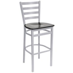 Budget ???? BFM Seating 2160BBLW-SM Lima Silver Mist Steel Bar Height Chair With Black Wooden Seat ????