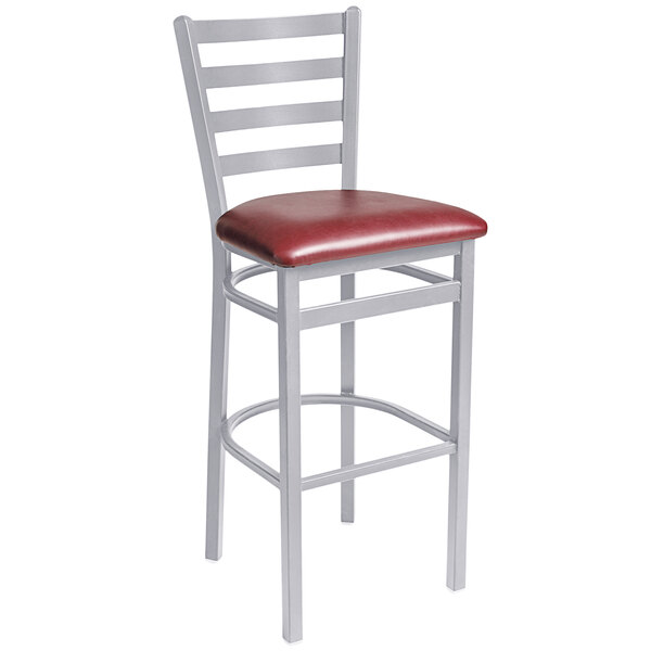 Buy ???? BFM Seating 2160BBUV-SM Lima Silver Mist Steel Bar Height Chair With 2" Burgundy Vinyl Seat ✨ 3 Buy ???? BFM Seating 2160BBUV-SM Lima Silver Mist Steel Bar Height Chair With 2" Burgundy Vinyl Seat ✨