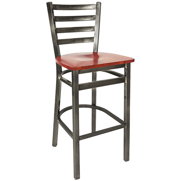 Budget ???? BFM Seating 2160BCHW-CL Lima Steel Bar Height Chair With Cherry Wooden Seat And Clear ???? Coat Frame ⭐ 3 Budget ???? BFM Seating 2160BCHW-CL Lima Steel Bar Height Chair With Cherry Wooden Seat And Clear ???? Coat Frame ⭐