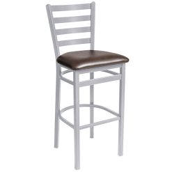 Discount ???? BFM Seating 2160BDBV-SM Lima Silver Mist Steel Bar Height Chair With 2" Dark Brown Vinyl Seat ????