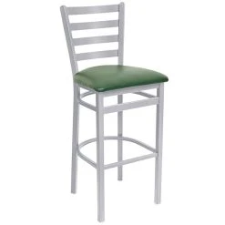 Buy 🧨 BFM Seating 2160BGNV-SM Lima Silver Mist Steel Bar Height Chair With 2" Green Vinyl Seat 🔔