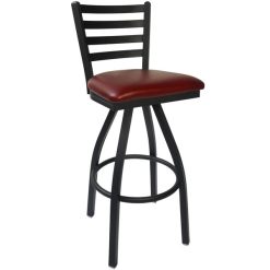 Wholesale ???? BFM Seating 2160SBUV-SB Lima Sand Black Steel Bar Height Chair With 2" Burgundy Vinyl Swivel Seat ????