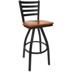 Best Sale 😉 BFM Seating 2160SCHW-SB Lima Sand Black Steel Bar Height Chair With Cherry Wood Swivel Seat 🎁