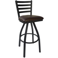 Promo ???? BFM Seating 2160SDBV-SB Lima Sand Black Steel Bar Height Chair With 2" Dark Brown Vinyl Swivel Seat ????