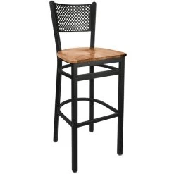 Flash Sale 🛒 BFM Seating 2161BASH-SB Polk Sand Black Steel Bar Height Chair With Autumn Ash Wooden Seat ⭐