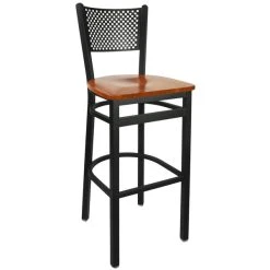 Hot Sale 😀 BFM Seating 2161BCHW-SB Polk Sand Black Metal Bar Height Chair With Cherry Seat 🤩