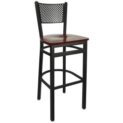 Buy 🎁 BFM Seating 2161BMHW-SB Polk Sand Black Metal Bar Height Chair With Mahogany Seat 🥰