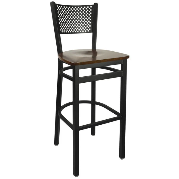 Cheapest ๐ฅฐ BFM Seating 2161BWAW-SB Polk Sand Black Metal Bar Height Chair With Walnut Seat ๐ฅ