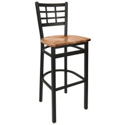 Promo ❤️ BFM Seating 2163BASH-SB Marietta Sand Black Steel Bar Height Chair With Autumn Ash Wooden Seat ????