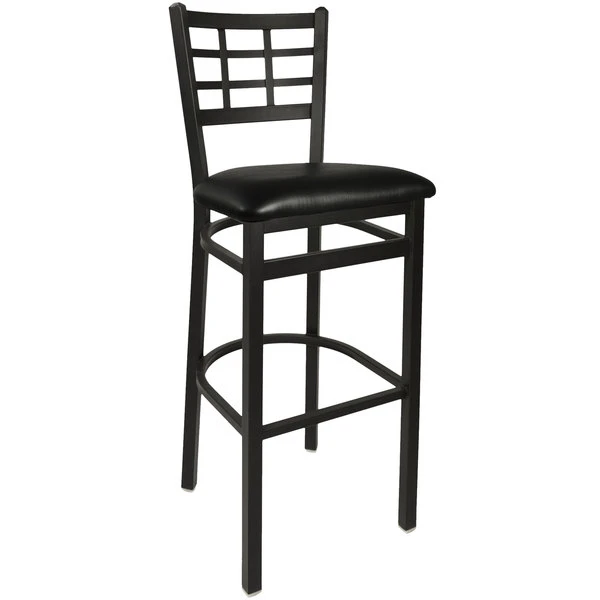 Best Sale 🔥 BFM Seating 2163BBLV-SB Marietta Sand Black Steel Bar Height Chair With 2" Black Vinyl Seat 🎁