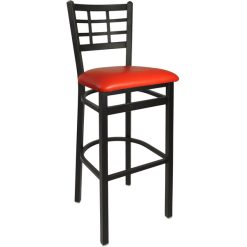 Flash Sale ???? BFM Seating 2163BRDV-SB Marietta Sand Black Steel Bar Height Chair With 2" Red Vinyl Seat ????