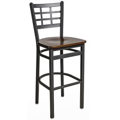 Outlet ???? BFM Seating 2163BWAW-SB Marietta Sand Black Metal Bar Height Chair With Walnut Wood Seat ????