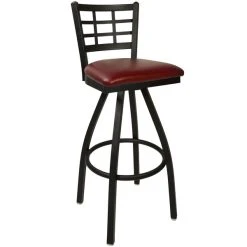 Cheap 😉 BFM Seating 2163SBUV-SB Marietta Sand Black Steel Bar Height Chair With 2" Burgundy Vinyl Swivel Seat 🎉