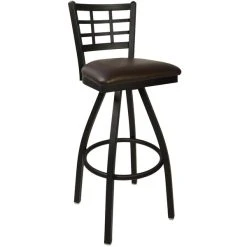 Best reviews of ⭐ BFM Seating 2163SDBV-SB Marietta Sand Black Steel Bar Height Chair With 2" Dark Brown Vinyl Swivel Seat 🥰