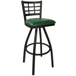 Best Sale 💯 BFM Seating 2163SGNV-SB Marietta Sand Black Steel Bar Height Chair With 2" Green Vinyl Swivel Seat 😉