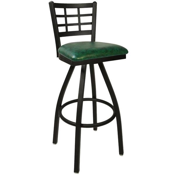 Best Sale 💯 BFM Seating 2163SGNV-SB Marietta Sand Black Steel Bar Height Chair With 2" Green Vinyl Swivel Seat 😉